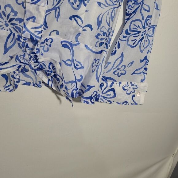 Jones New York Blue and White Flora Button Shirt - Picture 10 of 10